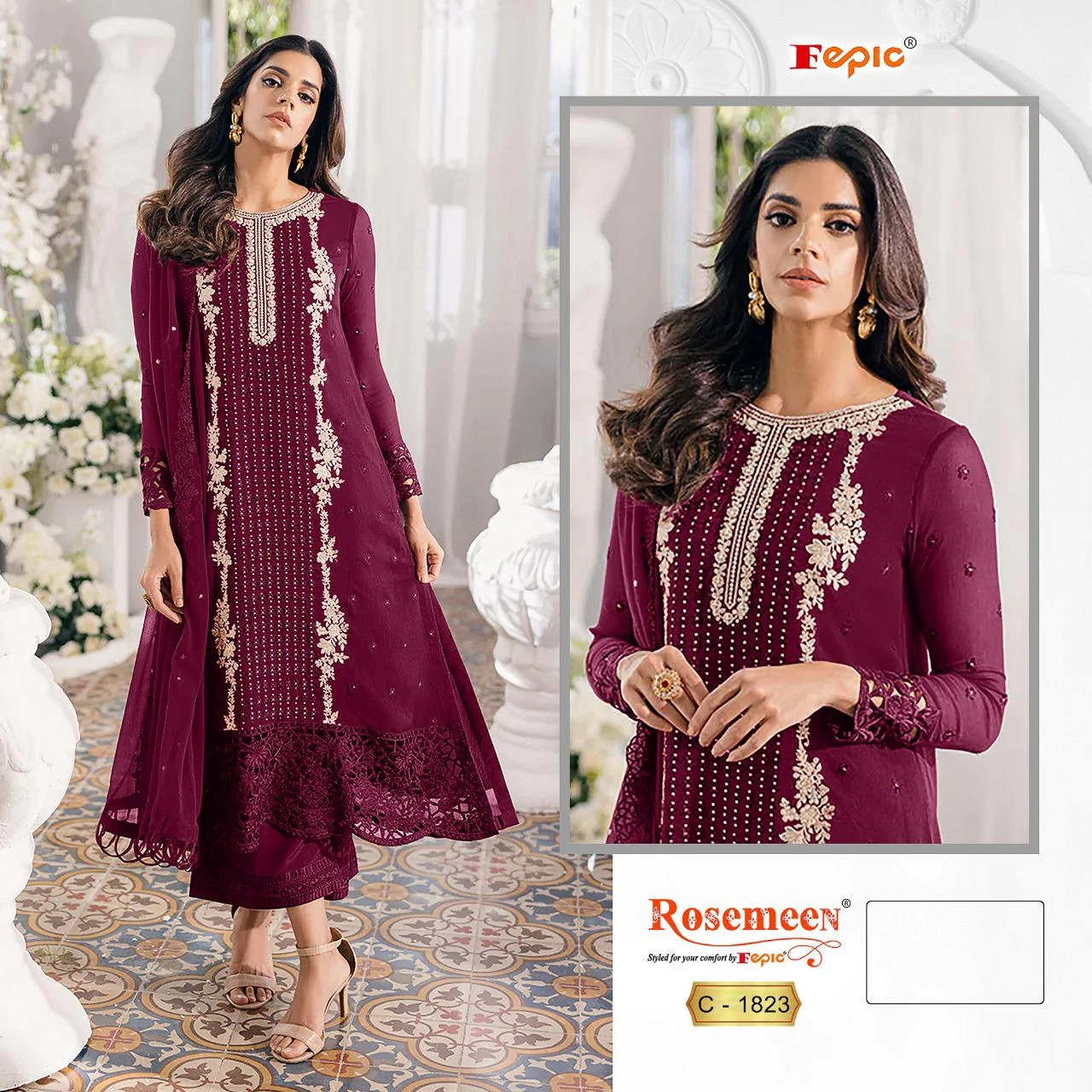 Fepic C 1823 Georgette Wholesale Pakistani Salwar Suit Catalog — Wholesale Salwar Suits, MPA wholesale from Surat - Gallery Image 7